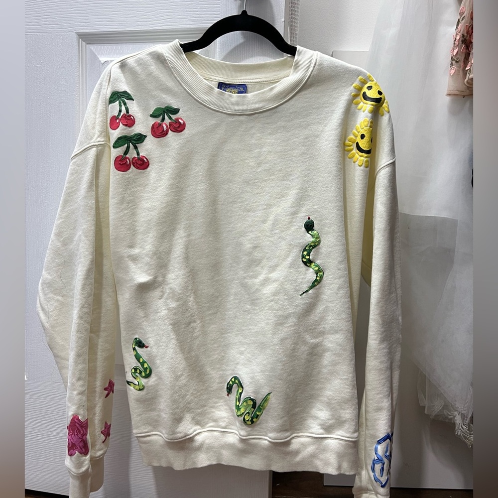 Coney Island Picnic Art Doodles Puff Print Sweatshirt